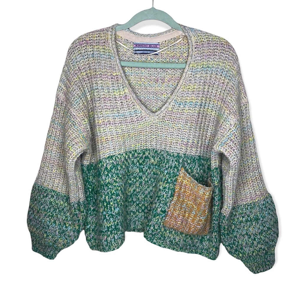 Kimichi Blue Ballon Sleeve Cropped Sweater Size S